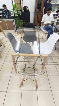 Scandinavian Chairs &amp; Glass Rectagular Table Dining Set (4 seaters)