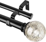 KAMANINA Double Curtain Rod 72 to 144 Inches(6-12 Feet) 7/8 Inch Curtain Rods for Windows 66 to 120 