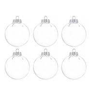 6Pcs 6/8/10cm Clear Plastic Christmas Ball PET Transparent Xmas Tree Hanging Ornaments Fillable DIY