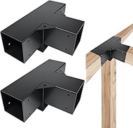 DEVALLEY 4-Way Pergola Brackets Kit, DIY Right Corner Woodwork Brackets for 4" x 4" (Actual:3.5"x3.5