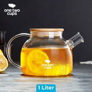 One Two Cups Chinese Teapot Glass Heat Resistant Fire Tea Pitcher 1L - BR-384