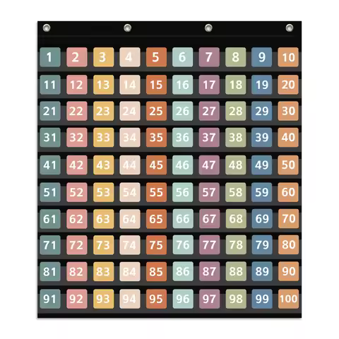 Classroom Hundreds Pocket Chart with 100 Number Cards Counting Pocket Chart 1-100 Board Pocket Chart