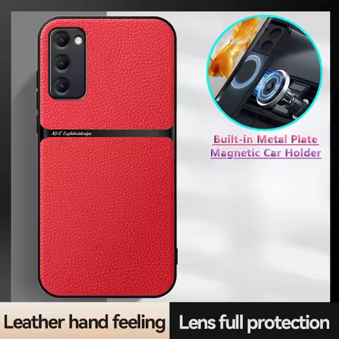 For Samsung S20 FE Case Built-in Metal Plate Leather Phone Case For Samsung Galaxy S20 FE S20FE Car 