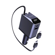 Ubigbuy 200W 4 in 1 Car Charger ดิจิตอลจอแสดงผลประเภท C Fast CHARGING Charger พร้อมประเภท C สําหรับ