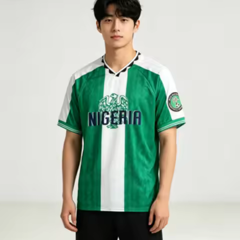 26 New Unisex Retro Nigeria Style Soccer Jersey Lightweight Breathable V-Neck Short Sleeve Football 