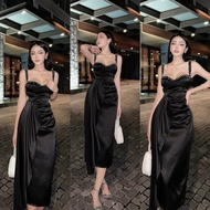 2-LAYER DRESS WITH JEWELS AND SLIT-OFFED PIECE WITH FALLED PIECE 191223