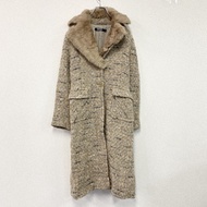 DKNY（Donna Karan New York）毛邊粗花呢長外套，ブラウン， 6 碼，古著。