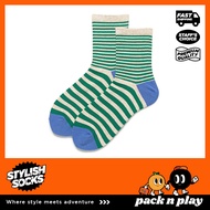 [Ready Stock] Funky Colorful Stretchable Strips Women Cotton Socks