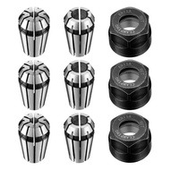9 Pcs Er11 Spring Collet Nut Set Er11 1/8inch Collet + 1/4inch Collet + Clamping Nut Precision Sprin