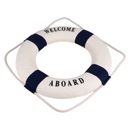 yunhaoSK-Welcome Aboard Foam Nautical Life Ring Boat Wall Hanging Home Decoration Blue 50cm
