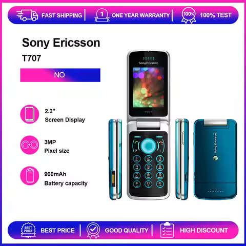 Refurbished Unlocked Sony Ericsson T707 3MP Bluetooth Loudspeaker Phone Russian Arabic Hebrew Keyboa