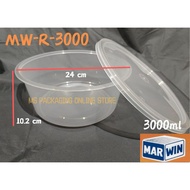 MW R-3000 Microwavable Round Container with Lid (30set±)/(3000ml) Disposable Plastic Food Container 