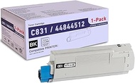 SLIKIA 1 Pack Black 44844512 Compatible C831 Toner Cartridge, Replacement for OKI C831 (44844512) -