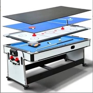 7-ft Pool Table Multifunctional 4 in 1 Indoor Standard Adult American Black 8 Pool Table Home Dining