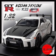 SKYLINE GTR R35 ตัวแต่ง โมเดลรถเหล็ก [มีฐาน+กล่อง] 1/32 โมเดลรถยนต์ รถเหล็กโมเดล ของขวัญ แฟน