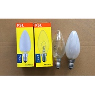 Foshan Lighting FSL Candle Flame Bulb Tungsten Filament Lamp Small Sharp Bulb Candle 15w25W40W60W Di