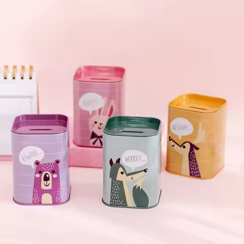 Save Money Cartoon Cash Cabinet High-Capacity Giraffe Animal Tinplate Metal Piggy Bank Coin Box Cash