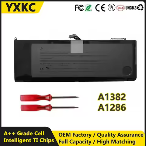 Replacement Laptop Battery 10.95V 77.5W YB1382 A1382 for Apple Macbook Air Pro A1382 A1286 MC721 MC7
