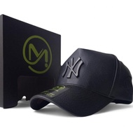 Topi Kulit Sintetis Hitam Premium Pin NY - Topi Pria Dewasa Keren Original Elegan