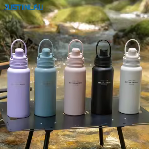 JUSTINLAU Thermos Cup with Magnetic Suction Cap Stainless Steel Sports Thermal Bottle Straw Insulate