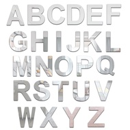{DAISYG} Acrylic Mirror Wall Stickers 26 Alphabet English Letters DIY Decor Mural Silver