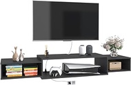growfessor 55" Wall Mounted Floating TV Stand Entertainment Center, Modern Black Floating Shelves for TV, Spacious Wall Mount TV Cabinet, Floating TV Console for Living Room and Bedroom Storage