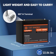 CST ENERGY แบตลิเธียม 12V 24V 100AH แบตเตอรี่ LiFePO4 เซลล์เกรดเอ lithium battery 100A BMS แบตเตอรี่