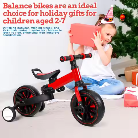 6 in 1 Folding Push Bike with Push Handle for Kids 2-5 Years Old Balance Bicycle with Training Wheel