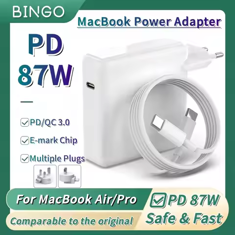 87W USB-C PD Fast Charger Compatible with MacBook Pro A1707 A1990 A1706 A1708 A1989 A2159 A2251 A228