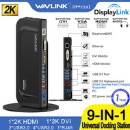 Wavlink 9 IN 1 แท่นวาง USB-C ยูนิเวอร์แซลขยายจอภาพคู่สายฟ้า 4/3 ท่าเรือ displaylink แท่นวางแล็ปท็อปพร้อม Gigabit Ethernet พอร์ต USB 6 พอร์ต เสียงสำหรับ M1/M2dell