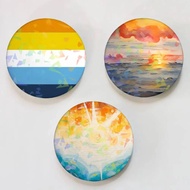 Aroace Pride Laser Button Pins Backpack Clothing Decor Brooch Fiction Badge Jewelry Gifts