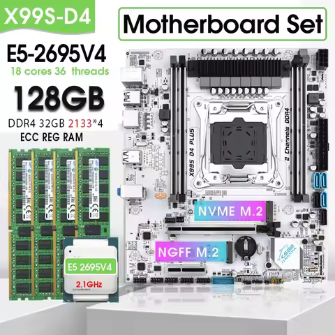 JINGSHA X99 D4 Motherboard gaming Set with E5 2695 V4 CPU And 128GB(4*32G) DDR4 2133 Hertz RECC Memo