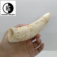 pipa rokok once taring iga duyung ukir naga galak E168