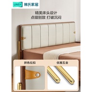 Lin's Home Nordic Style Solid Wood Frame Bed Owner Bed Light Luxury 1.5m Double Bed Furniture Lin's 