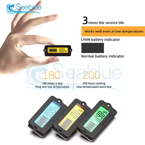 Blue Green 12V LY6W LCD Digit Display Battery Capacity Indicator Voltmeter Lead Acid Lithium Battery