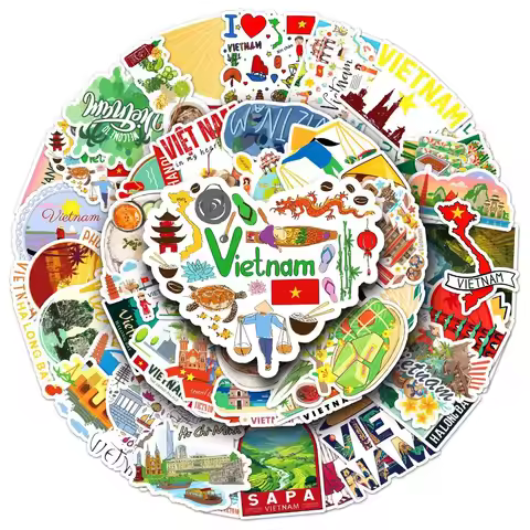 10/50pcs Vietnam Graffiti Stickers Outdoor Travel BITEXCO Financial Tower Famous Tourist Attractions