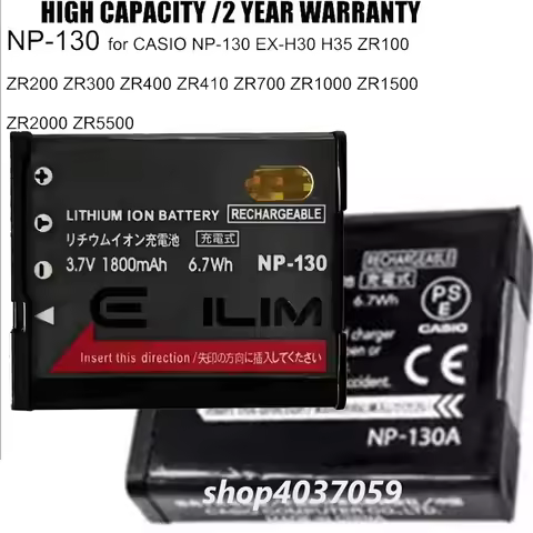 New 1800mAh NP-130 NP-130A Battery for CASIO EX-H30 H35 ZR100 ZR200 ZR300 ZR400 ZR410 ZR700 ZR1000 Z