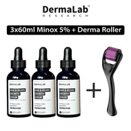 DERMALAB Hair/Beard growth treatment minoxidill 5% [3x 60ml + Derma roller]