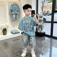 Boy Baby Clothes Cool Trendy Boy Handsome Short-Sleeved Two-Piece Children's Clothes Fried Street Cl