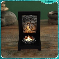 [Lslye] Buddha Face Candle Holder, Statue Sculpture Figurine Tea Light Holders Garden Decor Candle Stand for Table Centerpiece Restaurant