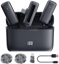 Wireless Lavalier Lapel Microphone for iPhone, iPad, mini Video Recording Mic for Interview Video Po
