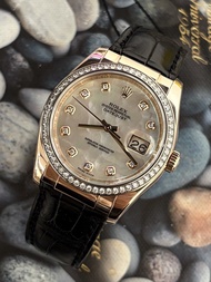 🌈🌈新返貨啦🌈🌈ROLEX DATEJUST 116185🤎💛18K玫瑰金原裝貝母面🐚原裝鑽石圈水泡石字💎連原裝18K玫瑰金摺扣❤️‍🔥VU2875（廣華街店）