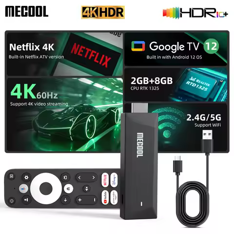 MECOOL MEgo1 4K TVStick 2025 With Google Certified Netflix 4K AI SR/PQ 2+8G RTD 1325 HDR10+ WiFi 2.4