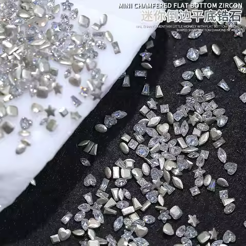 50PCS Inverted Flat Bottom Mini Zircon Aurora Ice Translucent Cognac Sharp Diamonds Nail Art Rhinest