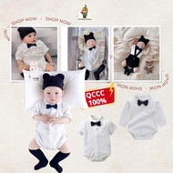 TTT Baby White Shirt Body, High Quality Organic Cotton, With Bow Tie For Full Month Boys, Children's