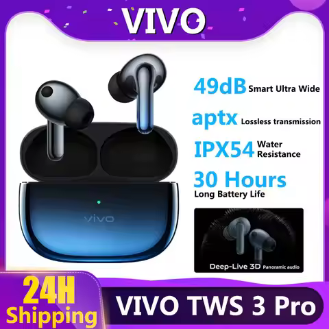 Original VIVO TWS 3 Pro Wireless Earphone Bluetooth 5.3 49dB Active Noise Cancelling 30h For VIVO X 
