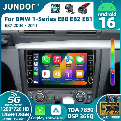 Android 16 For BMW 1-Series E88 E82 E81 E87 2004 - 2011 QLED Android Car Radio Multimedia Video Play