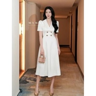 MY WAY Women's Swing Dress with 2 Elegant Mid-Length Lapel Collar 6MD21322