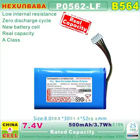 P0562-LF P0946-HF P0925-HF 923052 7.4V 500mAh Polymer Li-Ion Battery For Portable Pocket Photo Mini