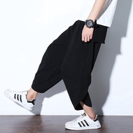 Cotton and linen pants men's casual shorts imitation linen sports pants tide cropped pants breathabl